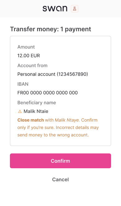 VoP Close match mobile consent screen